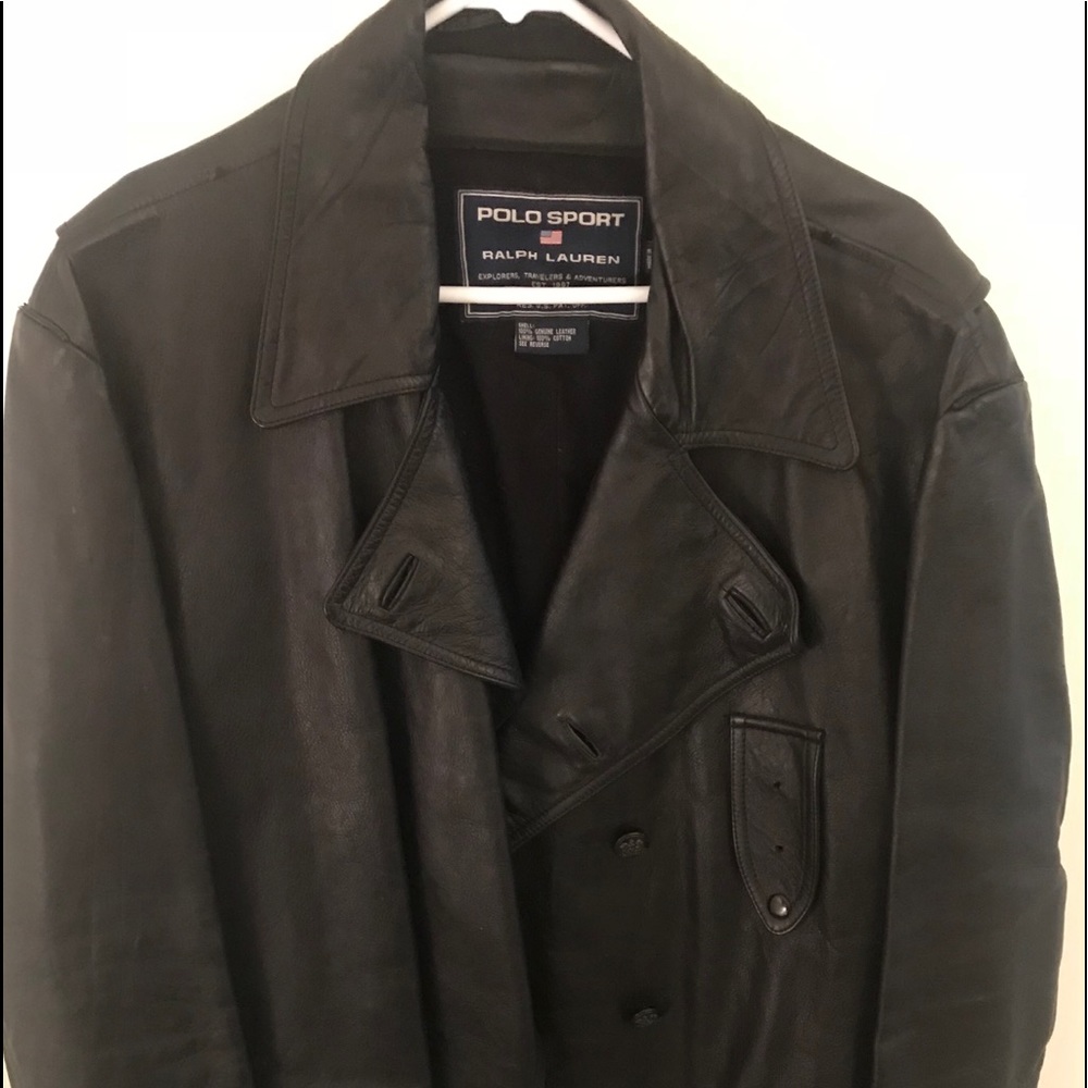 Polo Sport Black Leather Coat